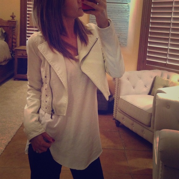 Cream, cropped, studded moto jacket from Target