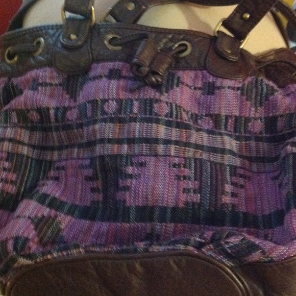 aztec print long strap purse