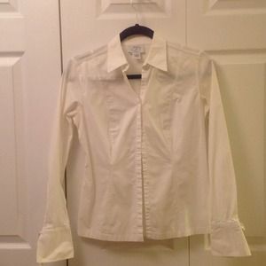 Ann Taylor Loft White button up dress shirt