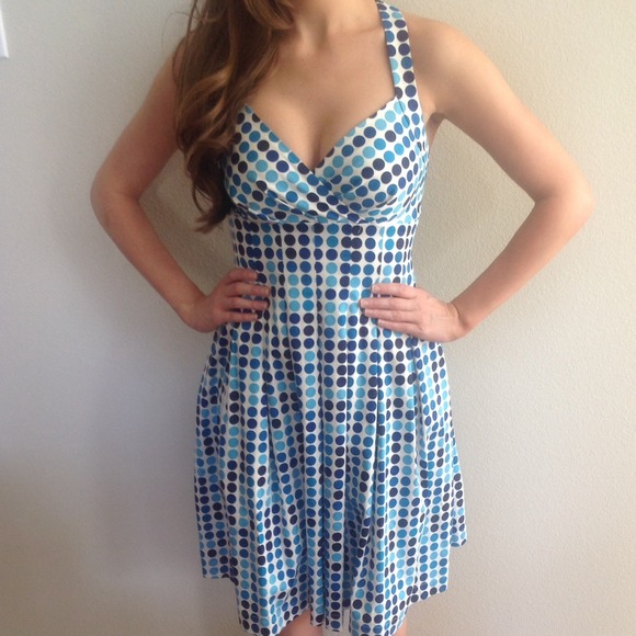Blue polka dot 50's style dress