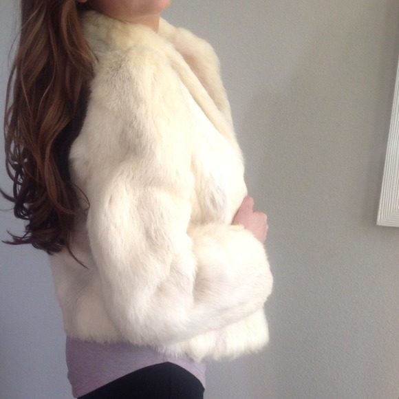 Vintage white rabbit fur coat