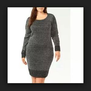 Plus Size 2x Gray Shimmer Ribknit Dress
