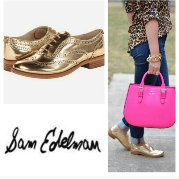 Sam Edelman golden Oxfords