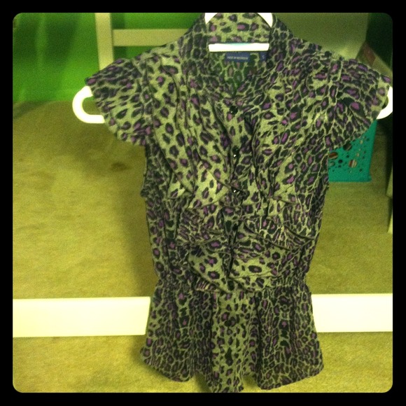 Grey and purple leopard print blouse - Picture 1 of 2