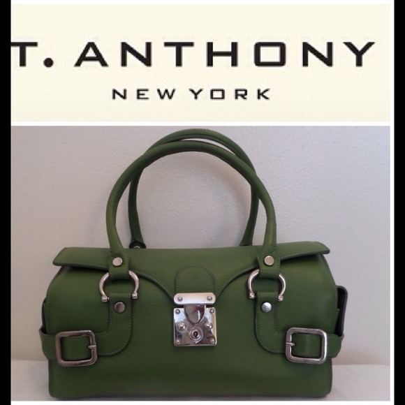 T. ANTHONY Grass Green Leather Satchel