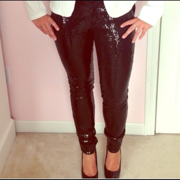 Sequin pant and white w black sequin blazer