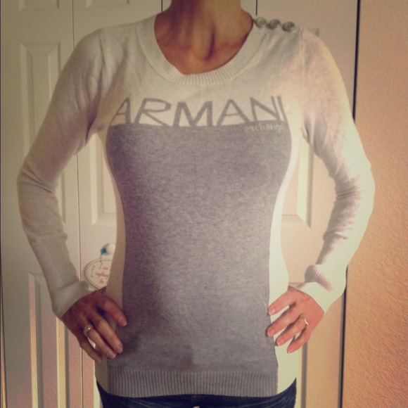 Armani Exchange white&grey pullover sweater😍