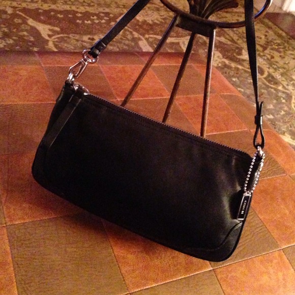 Coach Black Lamb Nappa Leather Top Zipper Bag