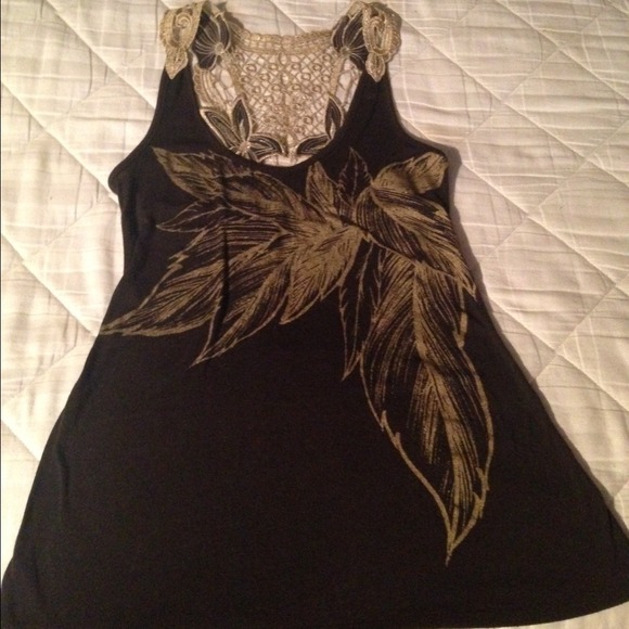 Brown tank with gold embellishment