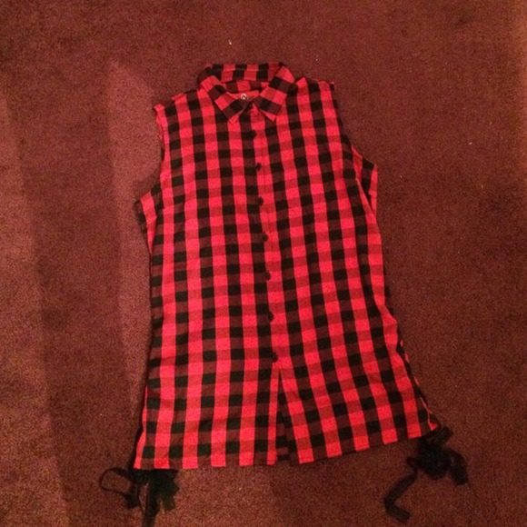 Sheer plaid top
