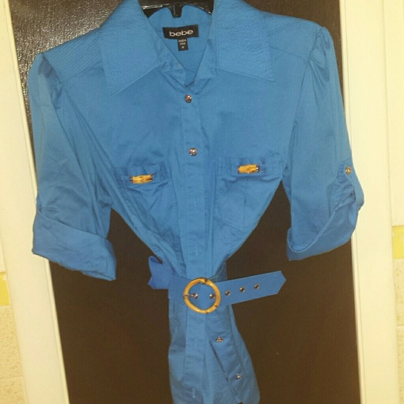 Blue BEBE Cotton Blouse