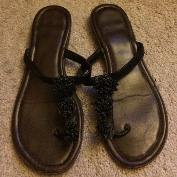 Black Flower Sandals