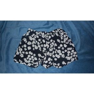 Navy blue and white daisy shorts