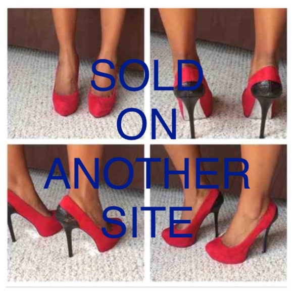 H by Halston Red and Black suede pumps