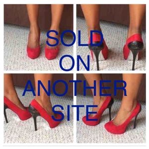 H by Halston Red and Black suede pumps