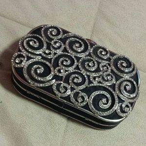 Silver and Black Hard Vintage Clutch