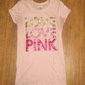 💛sold💛Light pink crew neck tee with glitter