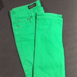 Bundled J Crew matchstick green jeans