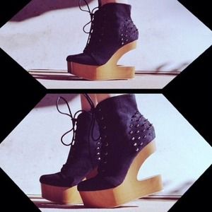 Studded Wood Booties