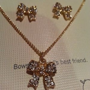 LC bow earrings & necklace combo