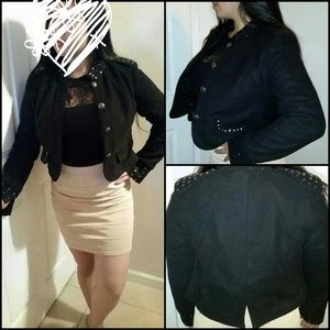 Cropped Studded Blazer - L