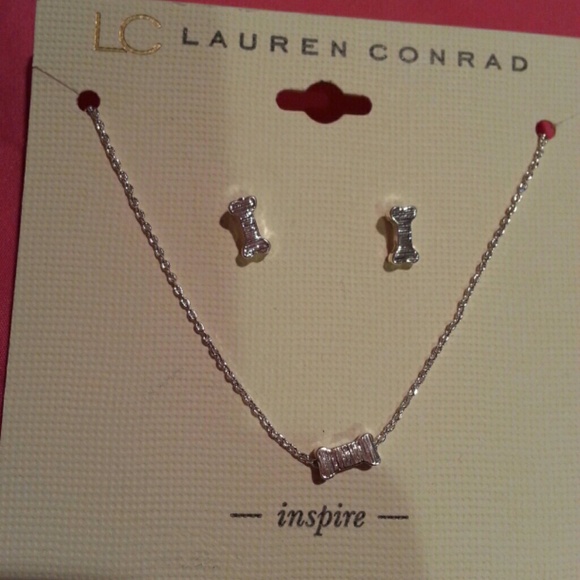 LC dog bone earring & necklace combo