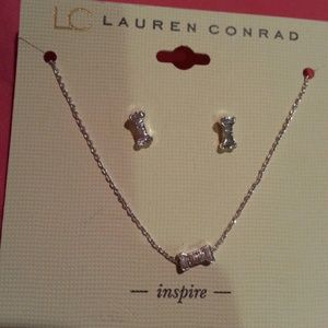 LC dog bone earring & necklace combo