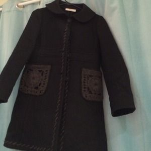 Vintage Prada black wool jacket w embroidery