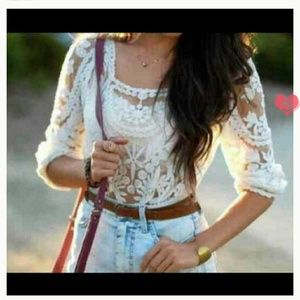 White crochet lace blouse