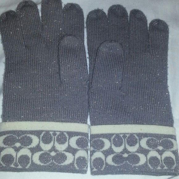 Coach Accessories - Coach silver sparkily mittens