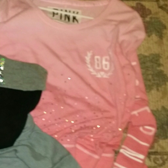 Pink ombre colored sequin top large EUC