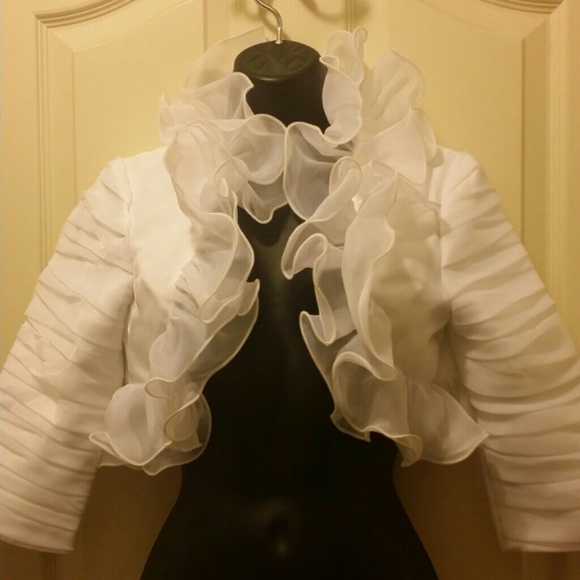 White ruffled cardigan