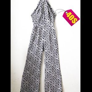 Super cute never worn black and white jumpsuit
