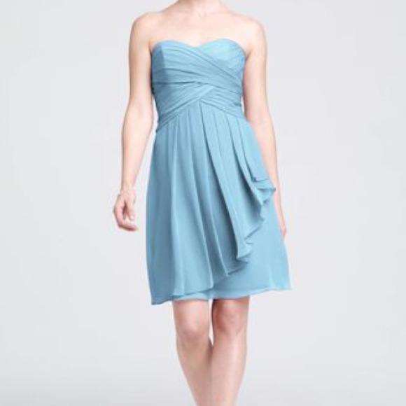 Blue David's Bridal Strapless bridesmaid dress