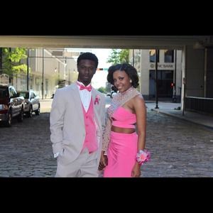 Coral and iridescent gem gown