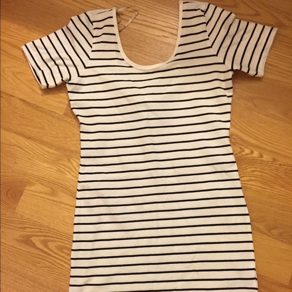 F21 striped mini dress with a scooped backing