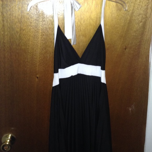 Black and white halter top dress