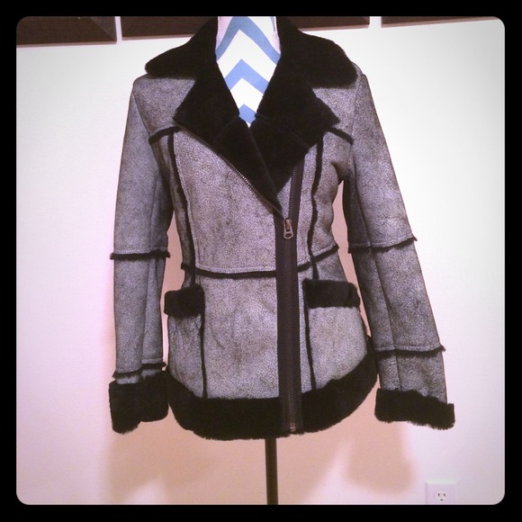 Topshop lamb fur jacket .