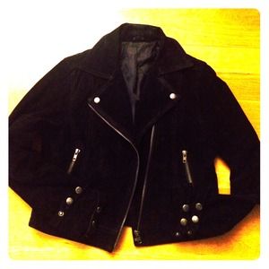 Motorcycle black real suede jacket