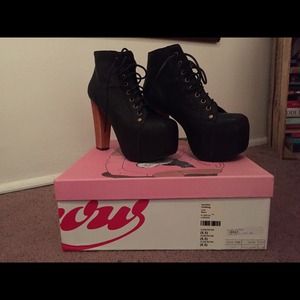 Jeffrey Campbell black leather litas.