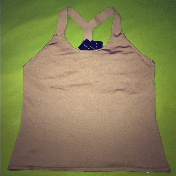 Ralph Lauren racer back silk n suede top