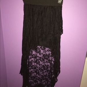 High low floral laced skirt