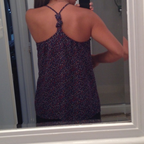 Navy/Red/White Pok-a-Dot Razor Back Top - Picture 3 of 4