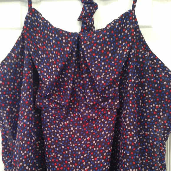 Navy/Red/White Pok-a-Dot Razor Back Top - Picture 4 of 4
