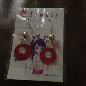 Red And Gold Metallic Earrings