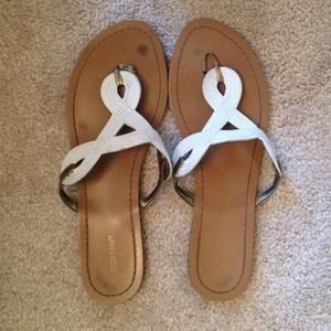 White braided flop flops