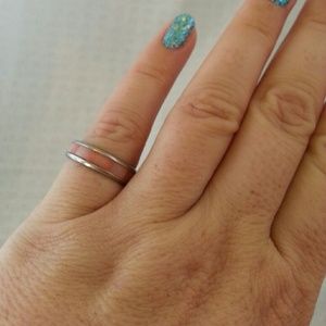 Coral and silver ring