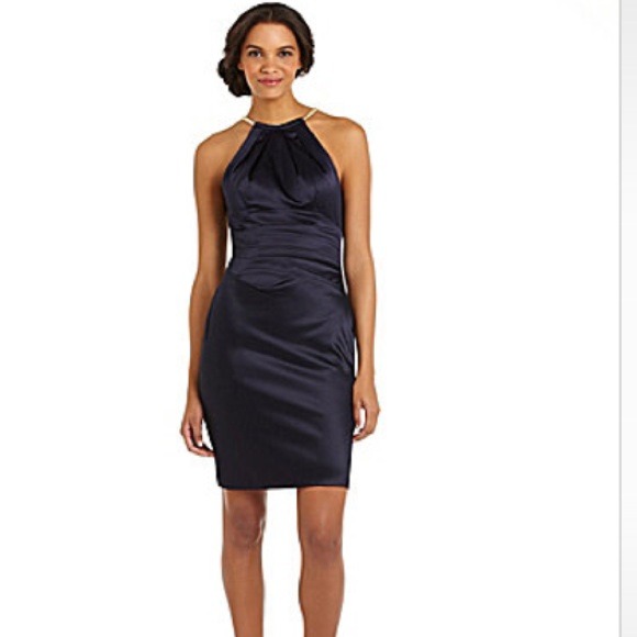 Eliza J satin choker halter cocktail dress