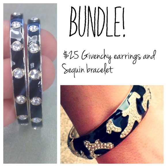 Givenchy earrings and sequin bracelet bundle