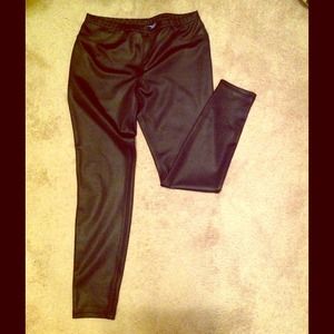 Black satin finish leggings